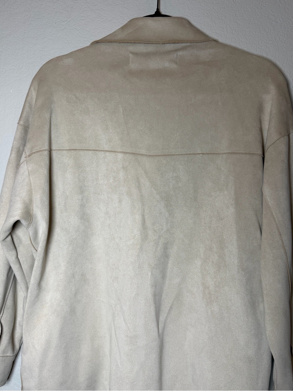 Zara Faux Suede Shacket Womens Small Beige Oversized Snap Front Shirt Jacket - Picture 8 of 11